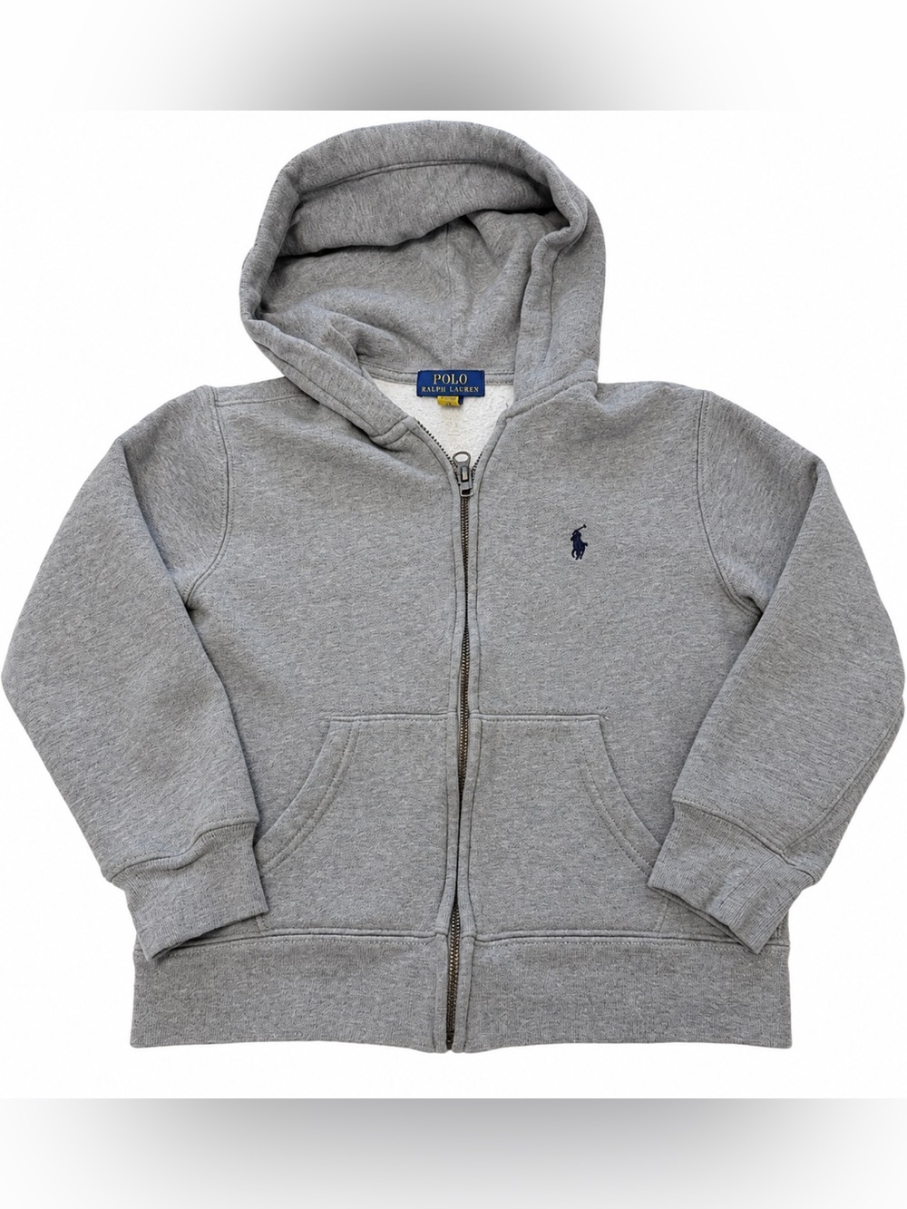 Polo Ralph Lauren Boys Gray Full Zip Hoodie Sweatshirt Pony Logo Size 8 S